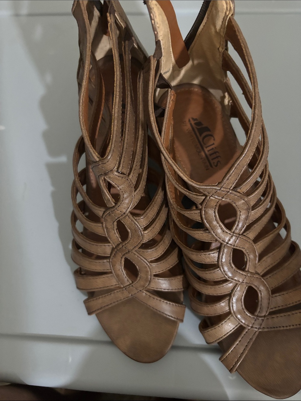 Cliffs by WHITE MOUNTAIN Brown Strappy Heeled Sandals